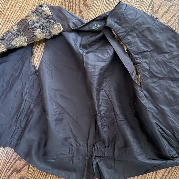 Vintage Real Fur Textured Vest – Brown Swirl Pattern / Lined / Statement Piece - Picture 4 of 5